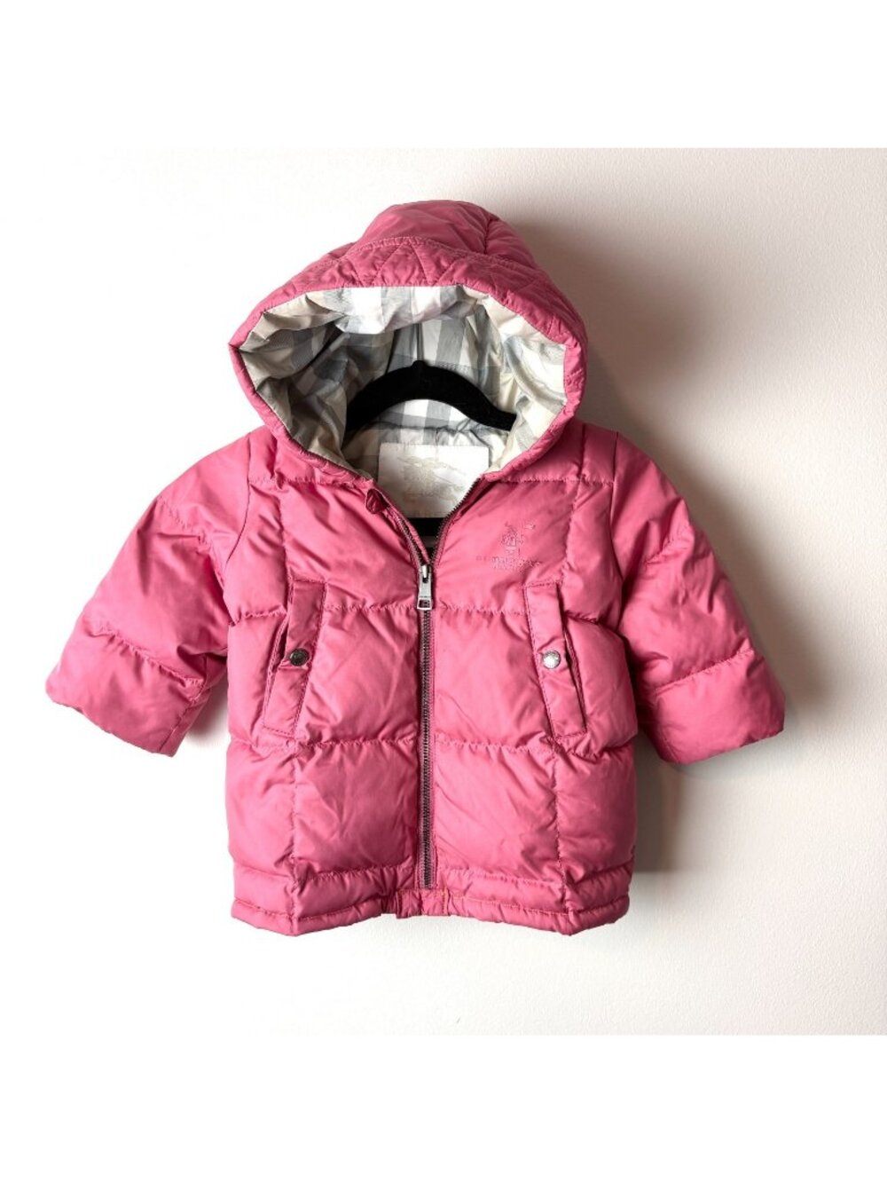 BURBERRY CHILDREN 6 Month Baby Girl Down Filled Hooded Puffer Pink Winter Coat